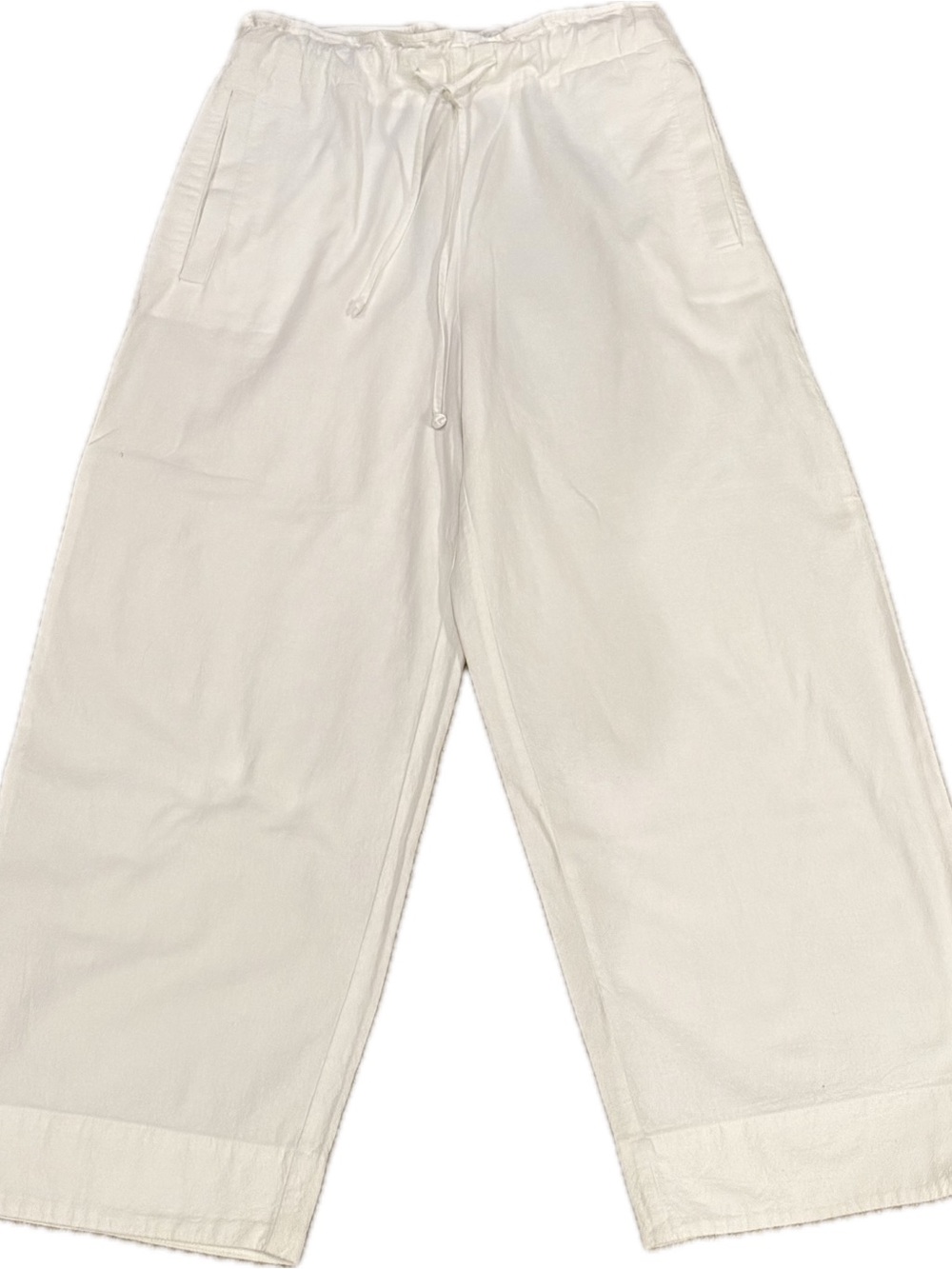 Marco Polo Women's White Wide-Leg Drawstring Trousers NWOT